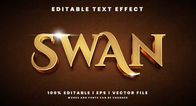 swan 3d effects, golden colors.Text style effects.