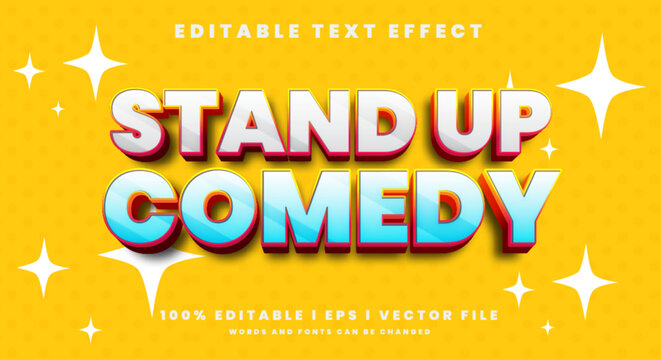 Editable stand up comedy text effects, modern colors.