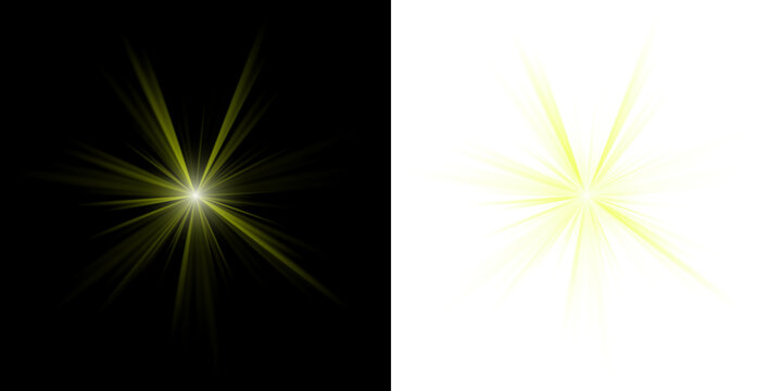 Yellow Starburst and Comic Explosion Graphic Elements for Design Projects and Digital Illustration Assets