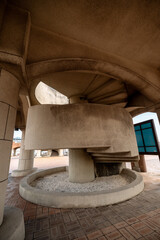 Obraz premium Shimizu, Japan - March 27, 2026: Concrete spiral staircase on the docks of Shimizu in Shizuoka, Japan 
