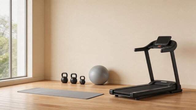 Home gym setup with exercise equipment