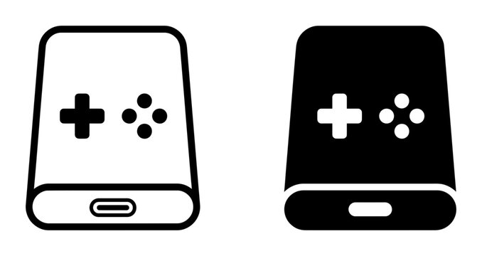 Gaming Hard Drive Icons, Digital Storage Controller Vector Graphics, External Drive Game Symbol