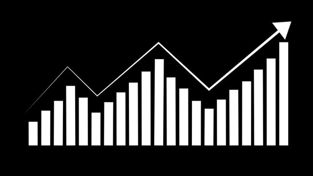Fluctuating bar chart tracks volatile marketplace economic trading values. Technical bar chart visualizes corporate asset revenue risk assessments. Financial forecasting with digital bar chart.