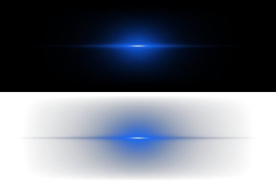 Abstract Blue Horizontal Light Streaks and Lens Flare Effects for Futuristic Digital Backgrounds and Motion Graphics