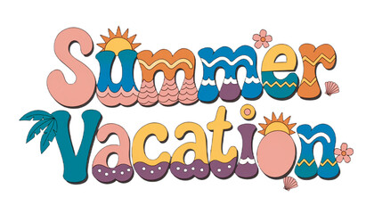 Fototapeta premium Summer Vacation tropical typography EPS vector transparent background