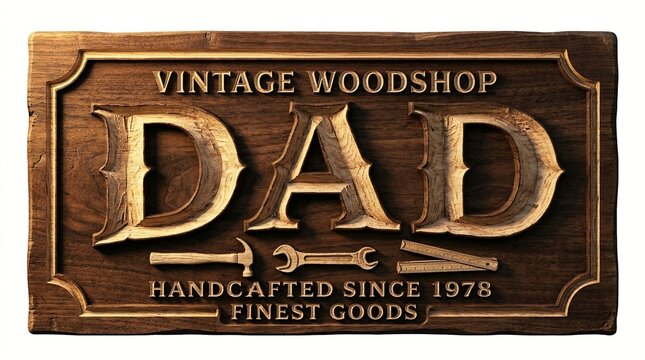 Vintage Woodshop Dad Handcrafted Since 1978 Finest Goods Wooden Sign with Tools