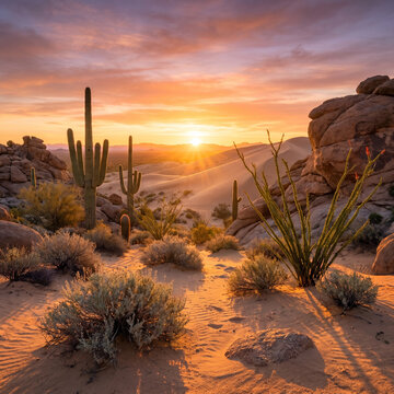 Desert with morning sunshine 