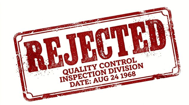 Red Rejected Stamp with Quality Control Inspection Division and Date Aug 24 1968