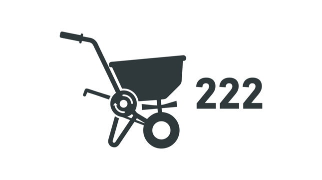 Garden cart with fertilizer spreader and number 222.