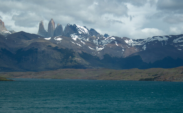 Patagonia mountains with a river