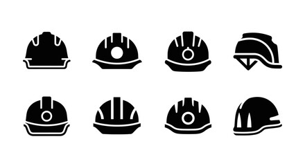 Fototapeta premium Collection of Hard Hat Icons Safety Equipment Symbols.