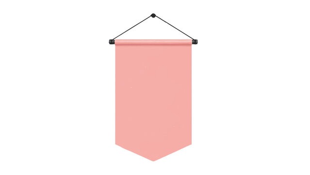 Blank Pink Hanging Pennant Banner Mockup Isolated on White Background