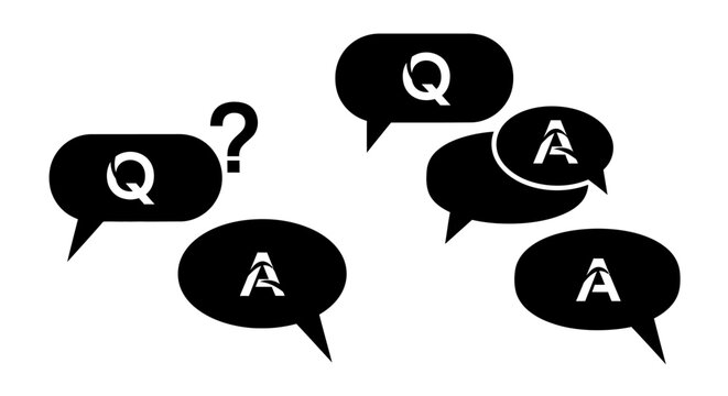 Question and Answer Speech Bubbles Icon Set.