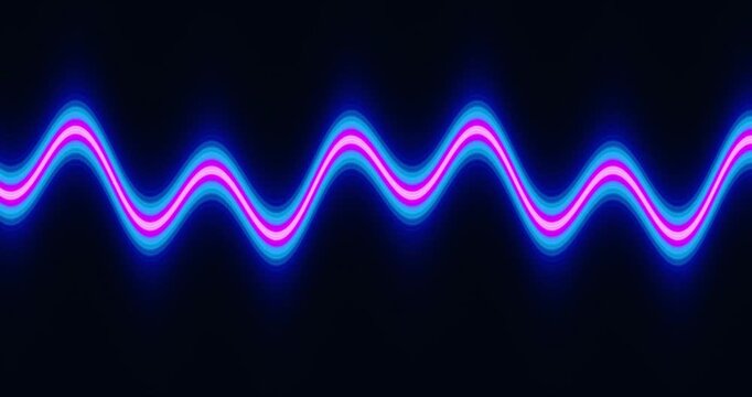 Abstract Neon Glowing Sine Wave Sound Audio Visualizer Background.