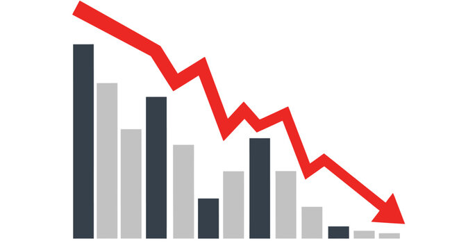 Financial Decline Chart with Red Arrow.