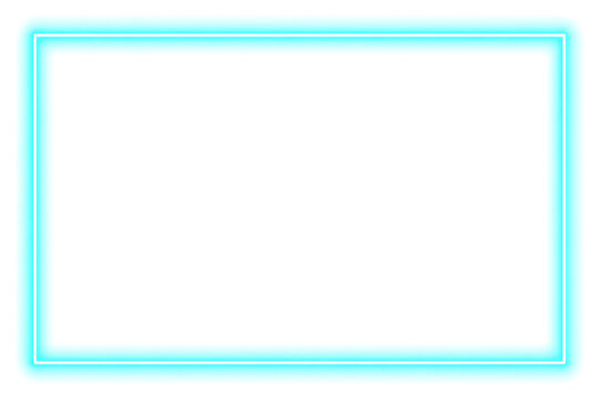 Glowing cyan rectangle frame with double border on white background