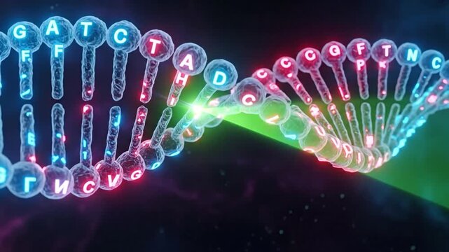 CRISPR Gene Editing Technology Concept with DNA Strand Manipulation and Laser Beam for Genetic Engineering Research