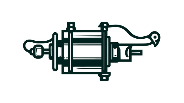 Vintage Bicycle Dynamo Hub Vector Icon Illustration. Retro Mechanical Component for Wheel Power Generation.