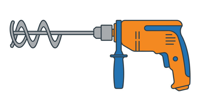 Electric Drill with Mixing Attachment for Construction.