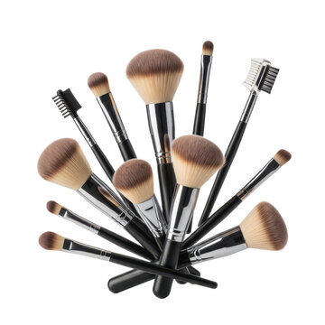 make up brushes bundles isolated on transparent background