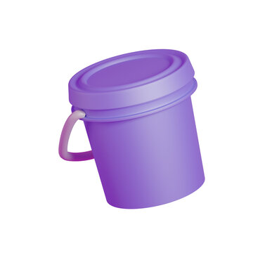 cubeta morada 3d fondo transparente