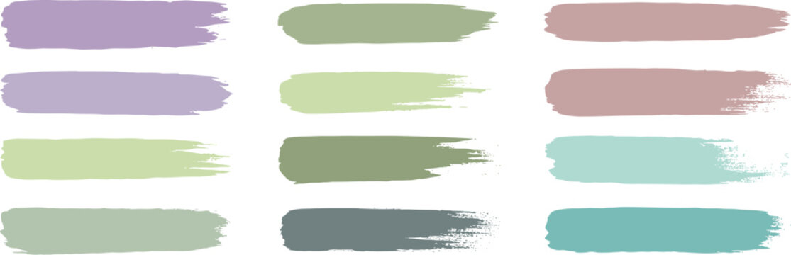 Collection of Twelve Pastel Paint Brush Strokes