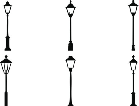 streetlight ornamental lantern silhouettes set for architecture use