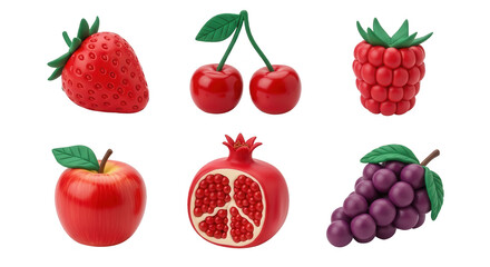 Fototapeta premium colorful clay fruits assortment on white background for health food and crafting resources