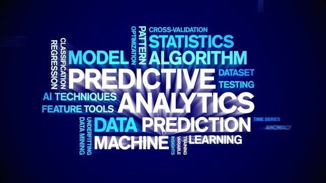 Predictive Analytics animated word cloud-text design animation tag kinetic typography seamless loop.