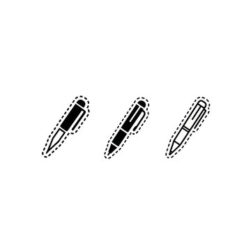 Three different writing tools in dotted outline style.
