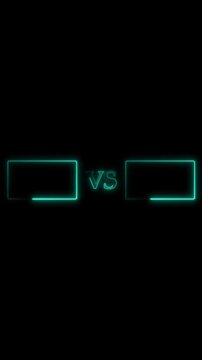 Neon versus frame animation on dark background. Neon versus frame comparison template design. Neon versus frame competition battle graphic on black background.