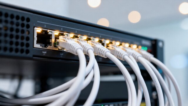 Network switch with connected cables