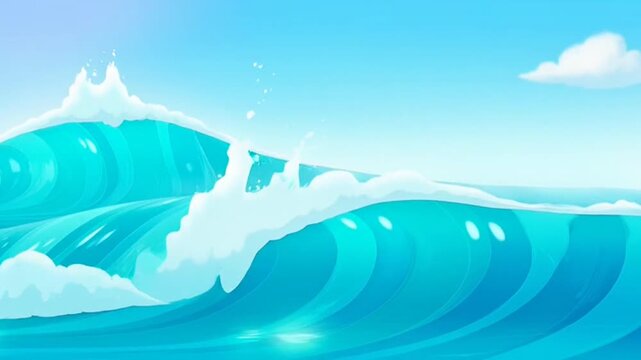 Cartoon Ocean Wave Illustration Background