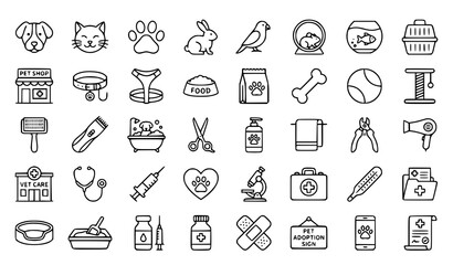 Veterinary pet icons vector minimal animal care outline pack © MdSakib