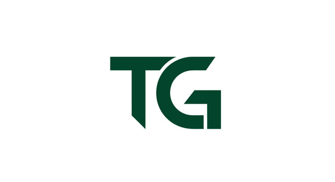 TG Letter Monogram Logo Design with Green Initials
