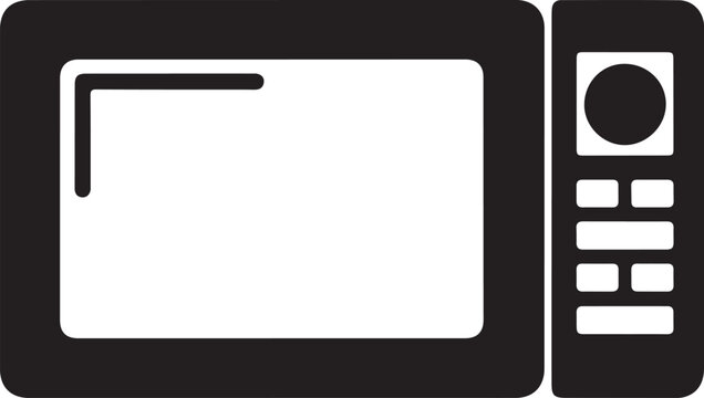 Microwave oven icon, kitchen appliance symbol, cooking vector, black and white illustration