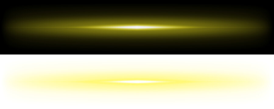Yellow Glowing Horizontal Light Flare and Rounded Banner Shape for Abstract Graphic Design Elements