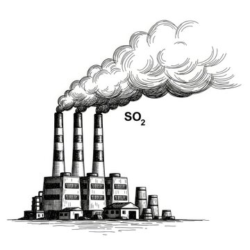 Industrial pollution factory emitting smoke.
