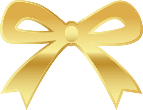 Golden ribbon bow illustration. Luxury decorative gift design.