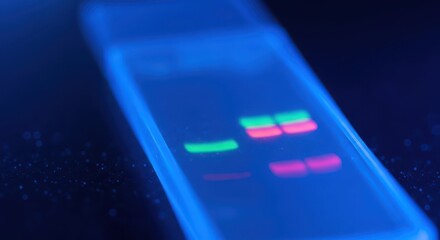 Obraz premium Fluorescent DNA bands visualized on gel electrophoresis in a laboratory setting