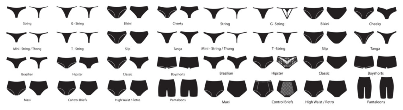 Guide to All Types of Women&rsquo;s Panties and Underwear Silhouettes Chart for Fashion Reference