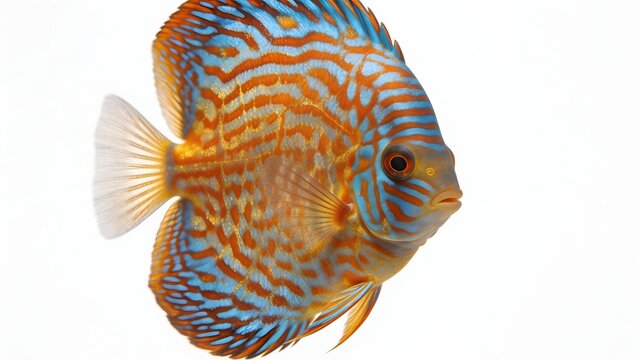 Colorful discus fish on white background
