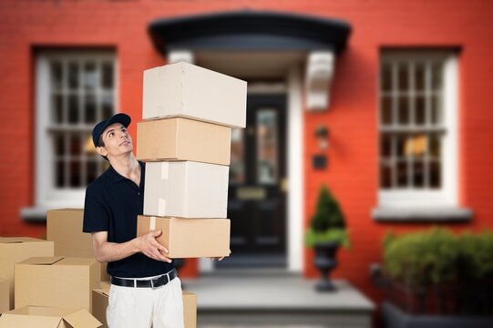 Delivery concept, classic boxes outdoor