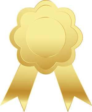 Golden award ribbon illustration. Achievement badge certificate design.