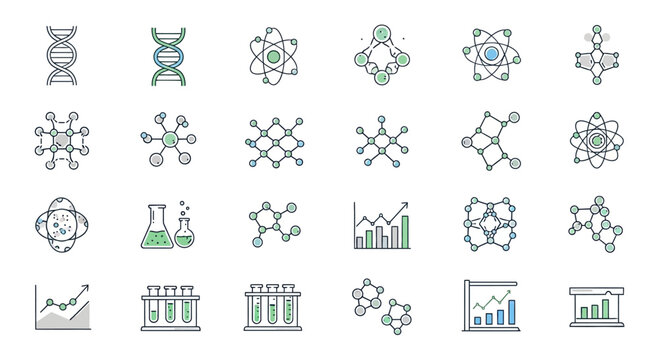 Science and chemistry icons set.