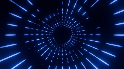 Fototapeta premium Blue Radial Dash Burst Pattern With Futuristic Circular Motion 