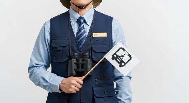 Train Conductor Holding Signal Flag