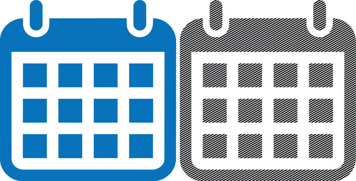 Calendar vector icons, date planner symbols for scheduling and event management.