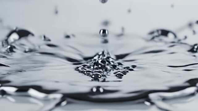 Shiny chrome spheres arranged in a curved row on a reflective surface with soft reflections