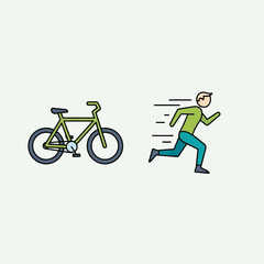 Obraz premium Active Cyclist Riding Bicycle Fast with Dynamic Motion Lines